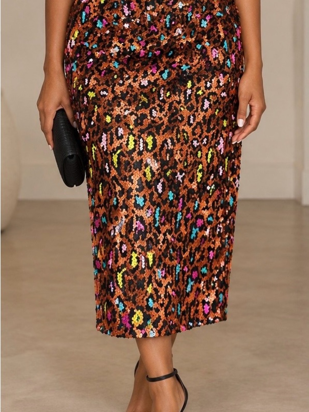 Le Superbe 3D Leonardo Liza sequin midi skirt size M